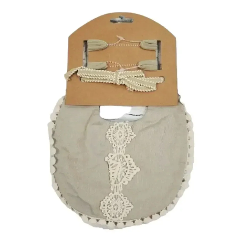 Boho Vintage Inspired Reversable Baby Bib with Matching Headbands Baby Girl Gift